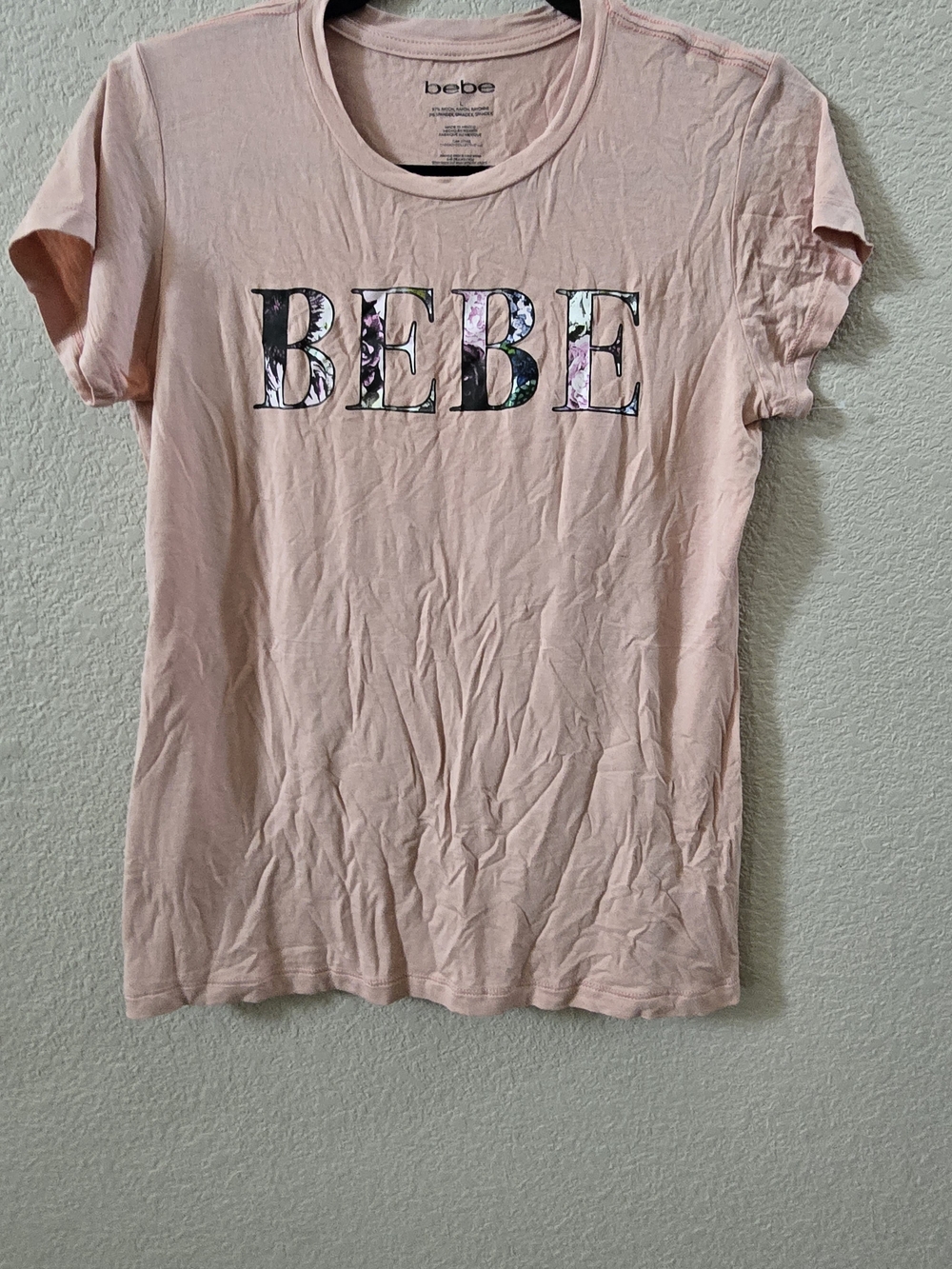 bebe Light Pink Short Sleeve Logo Tee